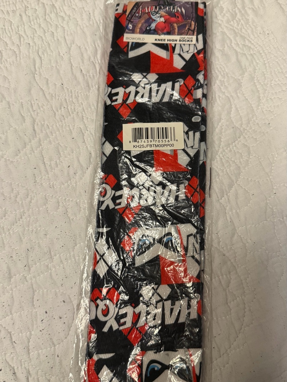 Harley Quinn Black, Red & White Athletic Knee-High Socks